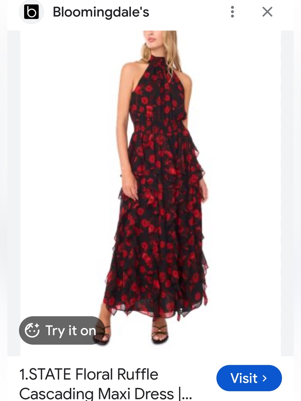 1. State Black Maxi Dress with Red Floral Ruffle Detail NWOT never worn
P2P 22”